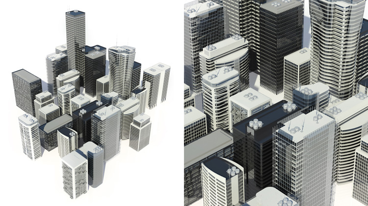 Virtual City - Concept, building design & rendering, copyright Massimiliano Fabrizi